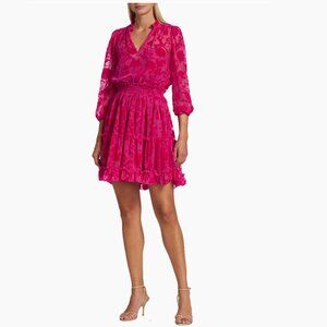 Shoshanna Arlene Smocked Fuchsia Velvet Mini Dress (size 2)